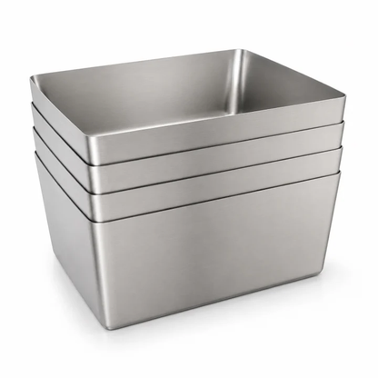 Large custom welded stainless steel sink bowl with center drain