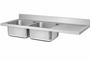 Stainless steel single bowl sink top component with water-retaining recessed design
