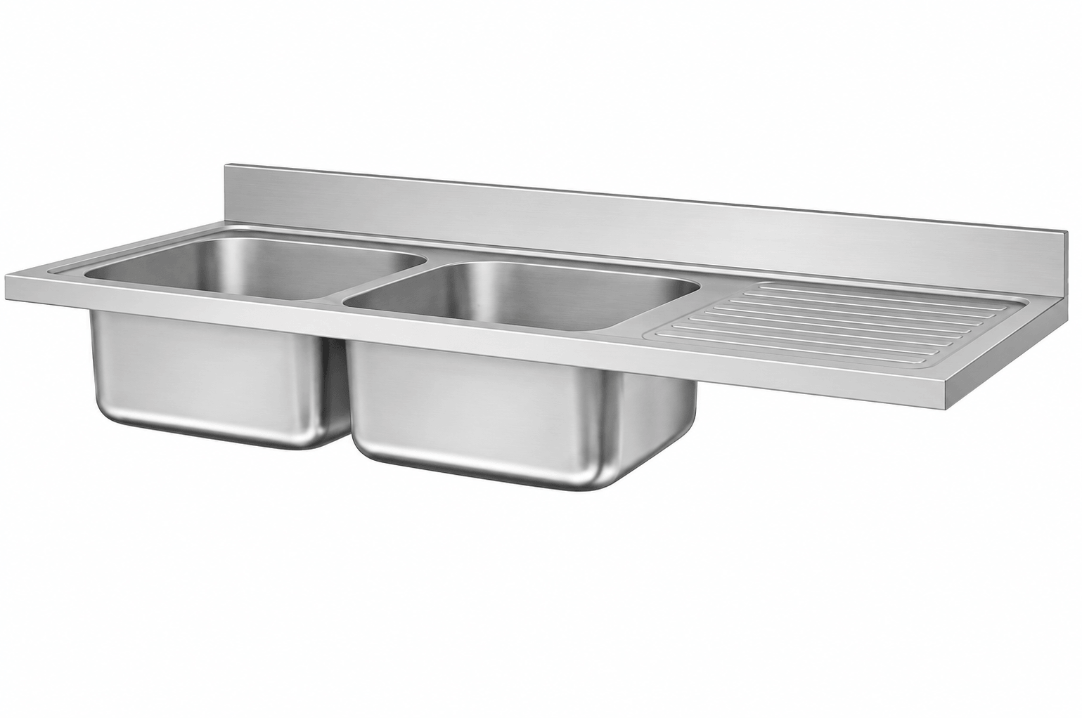 Stainless steel single bowl sink top component with water-retaining recessed design