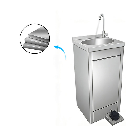 Commercial Foot-Operated Stainless Steel Hand Wash Station with Delay Shut-Off