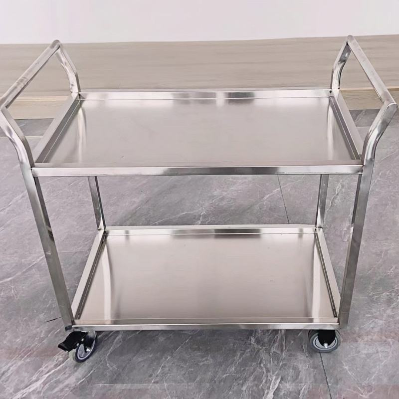 Commercial Stainless Steel Trolley with Security Guardrails & Deepened Trays