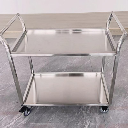 Commercial Stainless Steel Trolley with Security Guardrails & Deepened Trays