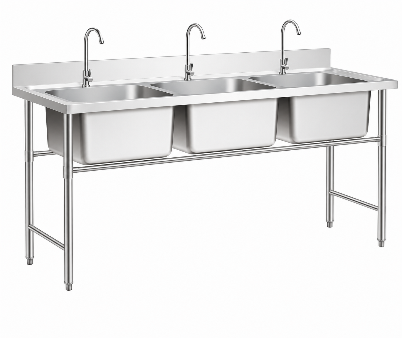 SENFON commercial stainless steel single bowl sink table with round tube legs