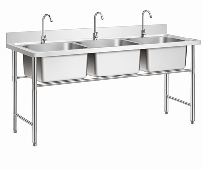 SENFON commercial stainless steel single bowl sink table with round tube legs