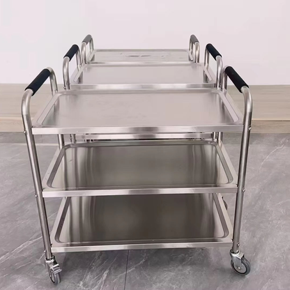 Commercial 3-Tier Round Tube Stainless Steel Dining Trolley | Custom Handles