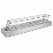 Tabletop electric Bain-Marie food warmer with square glass guard and water bath heating