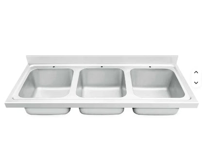Stainless steel triple basin commercial kitchen sink for industrial use