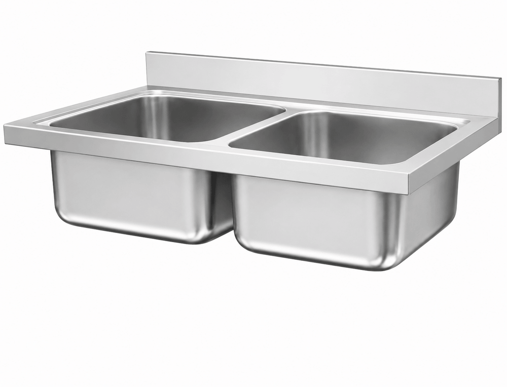 SENFON custom stainless steel triple bowl sink top with rear backsplash