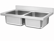 SENFON custom stainless steel triple bowl sink top with rear backsplash