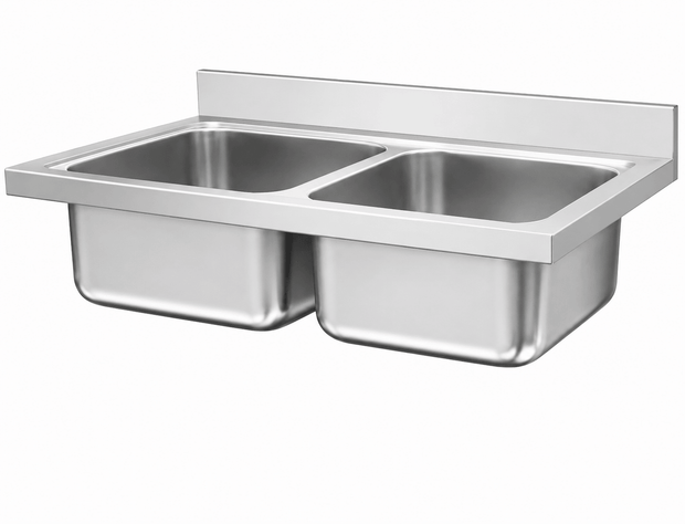 SENFON custom stainless steel triple bowl sink top with rear backsplash