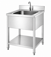 KD stainless steel sink table with drainboard and adjustable bullet feet