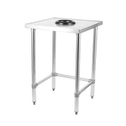 Stainless steel waste collection table with round scrap opening