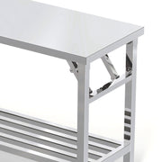 Foldable Stainless Steel Worktable with Tubular Undershelf