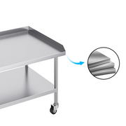 Mobile Stainless Steel Worktable with 3-Sided Backsplash