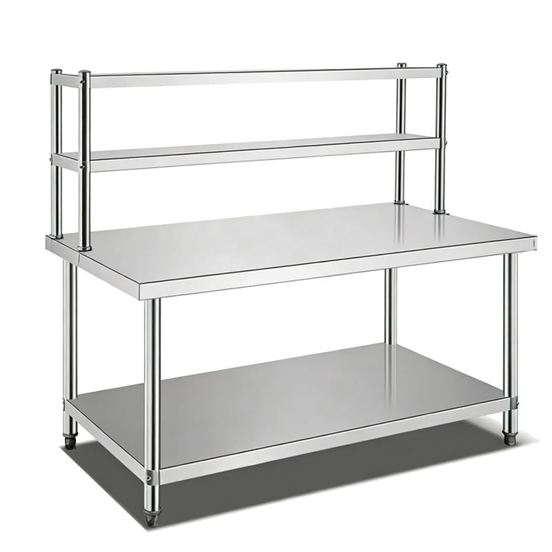 SENFON stainless steel worktable with 2-tier over-shelf
