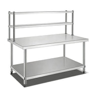 SENFON stainless steel worktable with 2-tier over-shelf