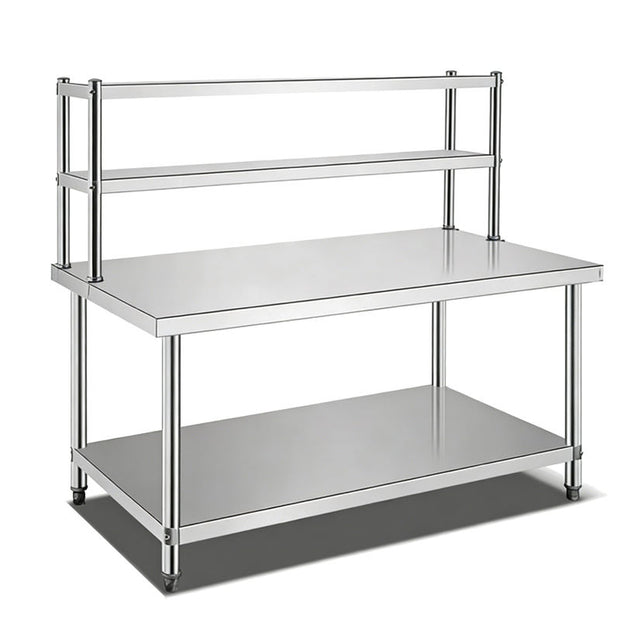 SENFON stainless steel worktable with 2-tier over-shelf