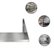 Front view of solid wall shelf with tall side retaining panels