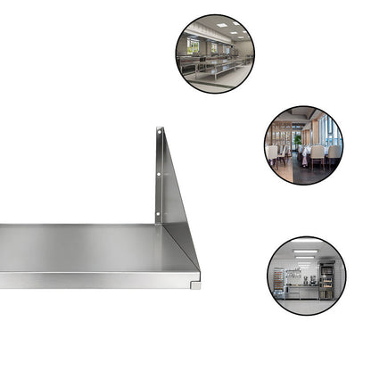 Heavy-Duty Stainless Steel Wall Shelf with Side Retaining Sides