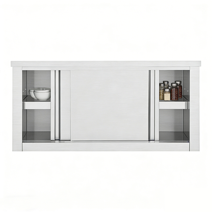 Customizable Stainless Steel Wall Cabinet | Sliding or Swing Doors | Optional LED & Glass Vision