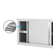 Commercial wall cabinet with transparent door panels and shelves