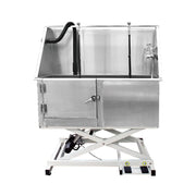 Professional Stainless Steel Pet Grooming Bathtub | Adjustable Electric Lift Option | Ergonomic Step Access