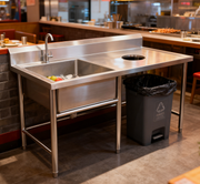 Commercial Soiled Dish Table with Scrap Chute & Sink Bowl (KD)