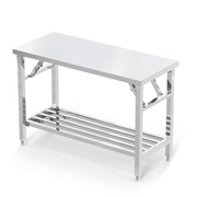Foldable Stainless Steel Worktable with Tubular Undershelf