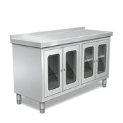 SENFON stainless steel worktable cabinet with vision-panel doors