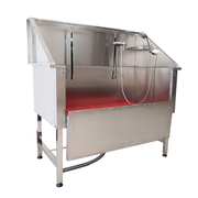 Professional Stainless Steel Pet Grooming Bathtub | Adjustable Electric Lift Option | Ergonomic Step Access