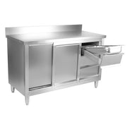Enclosed Stainless Steel Prep Cabinet with Waste Bins & Drawers