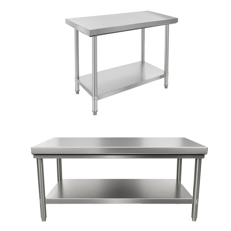 Customizable Stainless Steel 2-Tier Worktable | Full Knock-Down Design | Moisture-Proof Reinforced Structure