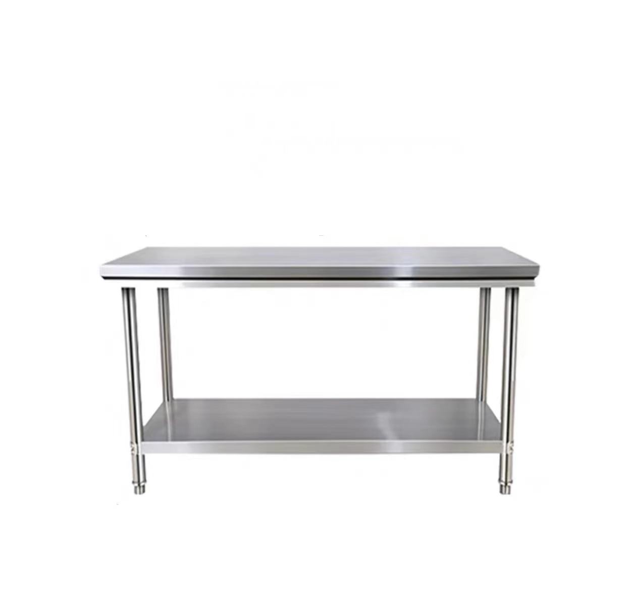 Customizable Stainless Steel 2-Tier Worktable | Full Knock-Down Design | Moisture-Proof Reinforced Structure