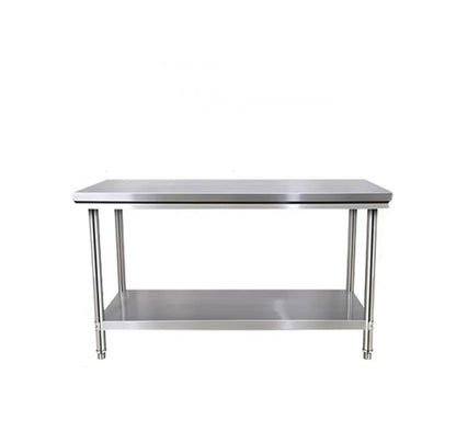 Customizable Stainless Steel 2-Tier Worktable | Full Knock-Down Design | Moisture-Proof Reinforced Structure