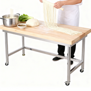 Custom wooden top worktable with optional undershelf for commercial kitchens
