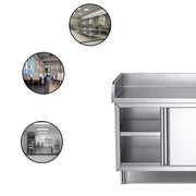 Knock-Down Stainless Steel Work Cabinet with 3-Sided Backsplash