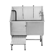 Professional Stainless Steel Pet Grooming Bathtub | Adjustable Electric Lift Option | Ergonomic Step Access