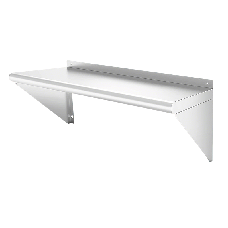 Heavy-Duty Stainless Steel Wall-Mounted Solid Shelf | Custom 1-3 Tiers | Safety Rounded Edges