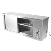 CE-certified stainless steel heated plate cabinet with sliding doors for hotel and buffet kitchens