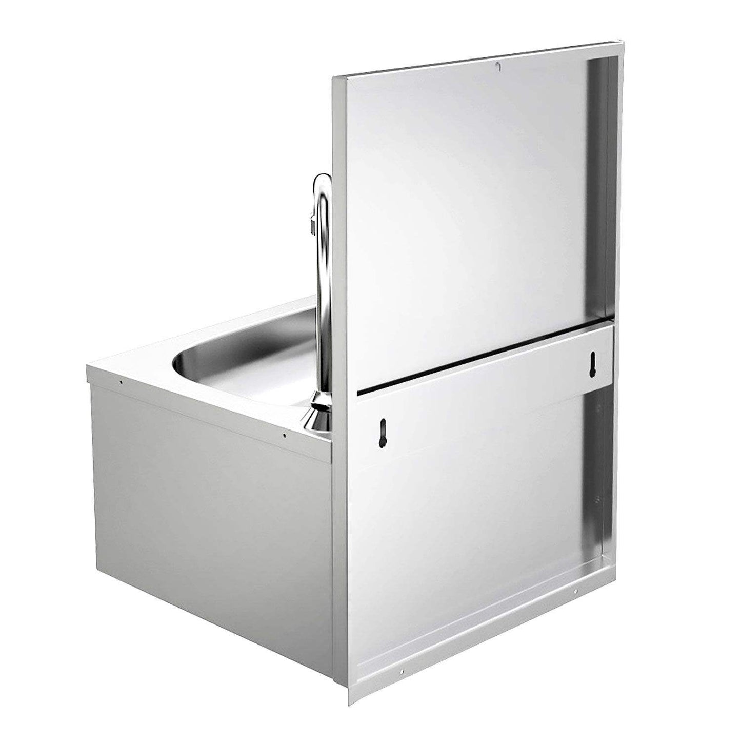 Wall-Mounted Stainless Steel Knee-Operated Sink | Touchless Hand Wash Station with Soap & Paper Dispenser