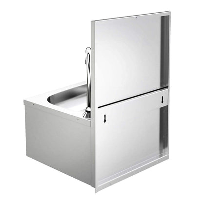 Wall-Mounted Stainless Steel Knee-Operated Sink | Touchless Hand Wash Station with Soap & Paper Dispenser