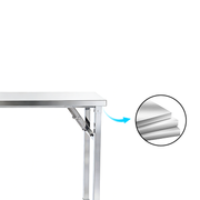 Foldable Stainless Steel Worktable with Tubular Undershelf