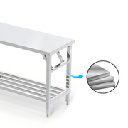 Foldable Stainless Steel Worktable with Tubular Undershelf