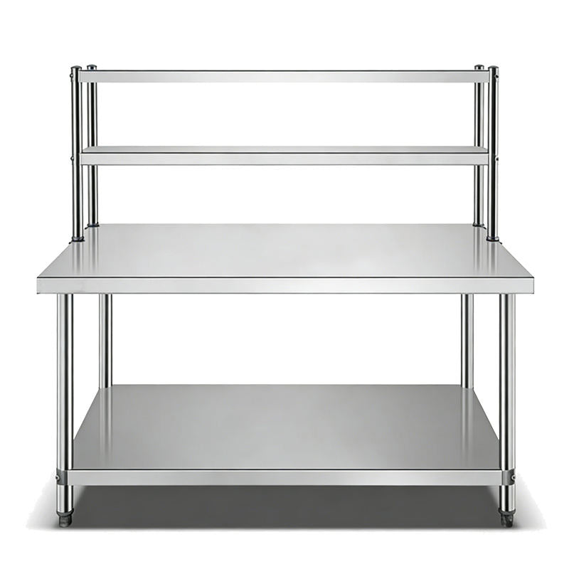 Customizable Stainless Steel Worktable with 2-Tier Over-shelf | Full Knock-Down Design | Space-Saving Station