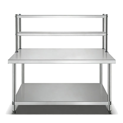 Customizable Stainless Steel Worktable with 2-Tier Over-shelf | Full Knock-Down Design | Space-Saving Station