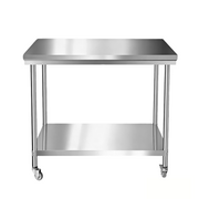 Mobile Stainless Steel 2-Tier Worktable with Custom Casters