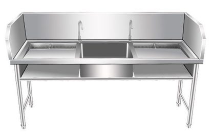 Professional Stainless Steel Fish Processing & Scaling Table | Customizable Layouts | Heavy-Duty Workstation