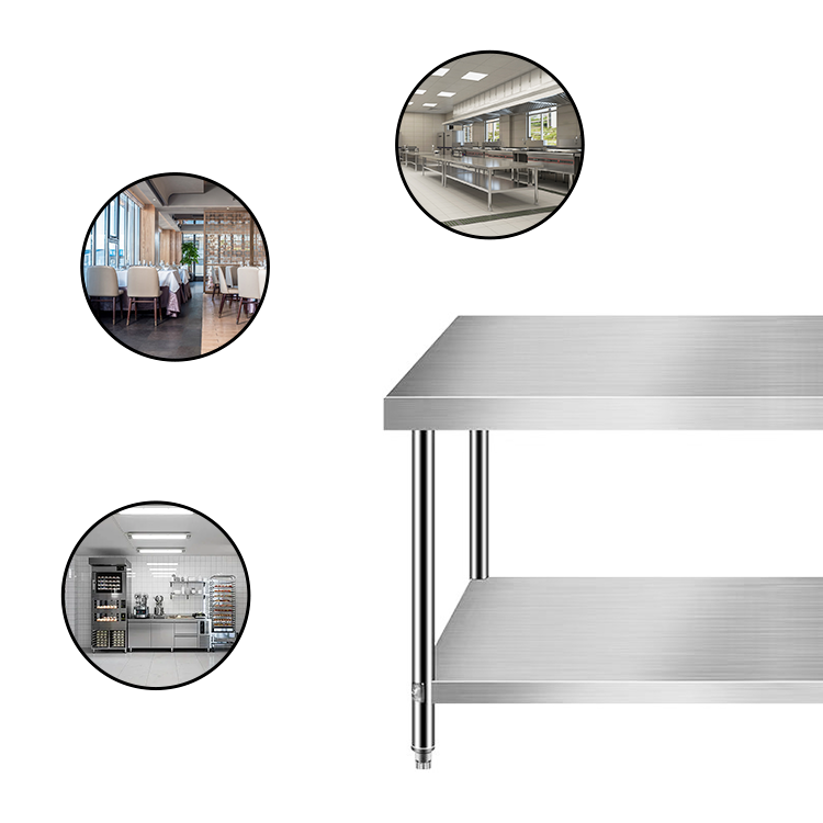 Customizable Stainless Steel 2-Tier Worktable | Full Knock-Down Design | Moisture-Proof Reinforced Structure