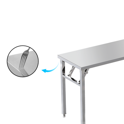 Heavy-Duty Foldable Stainless Steel Worktable with Tubular Undershelf (Custom Shapes)