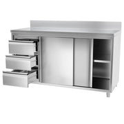 Enclosed Stainless Steel Prep Cabinet with Waste Bins & Drawers